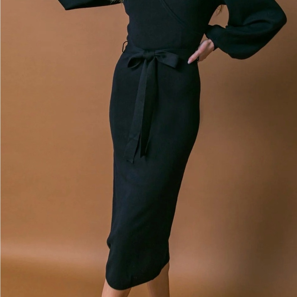 Petal & Pup Black Tie-Front Dress with original tags still on. Never worn.